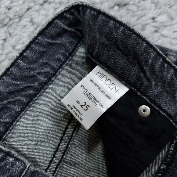 Hidden Zoey Mom Tapered Jeans Ripped High Rise Gray Busted Knee Size 25 - Picture 7 of 12